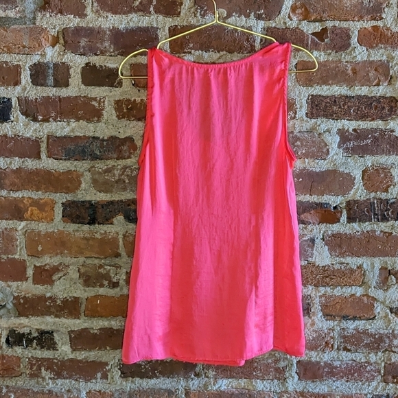 Gap Small Florescent Pink Tank Top Blouse w/ Frayed Accent - Picture 5 of 9